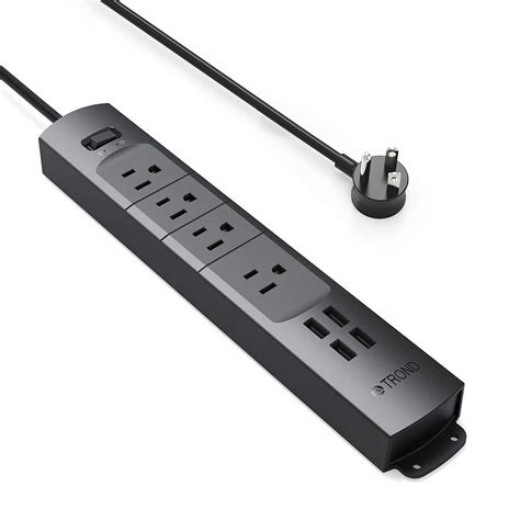 TROND Power Strip Surge Protector with 4 Outlets & 4 USB Ports, Wall ...