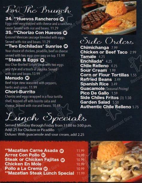 Menu at Mazatlan Restaurant, Bonney Lake, 219th Avenue Court E