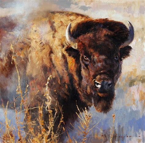 "Badlands Stare Down" 18 x 18 Oil | Buffalo art, Buffalo painting ...