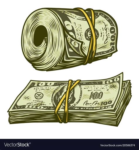 Money bundle isolated on white. Vector illustration. Download a Free ...