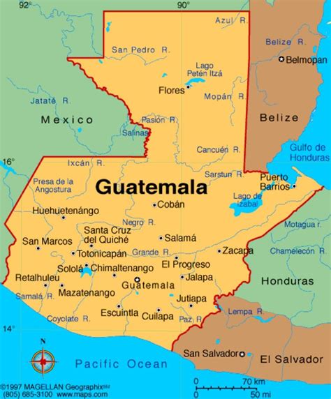 Map of Guatemala. | Ciudad de guatemala, Huehuetenango, Guatemala