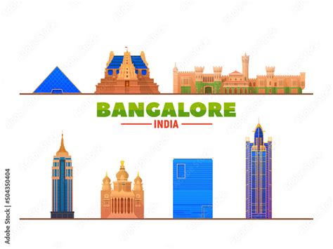 Bangalore( India ) city landmarks in white background. Vector ...