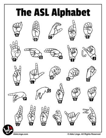 FREE ASL Alphabet Chart - American Sign Language - Able Lingo ASL