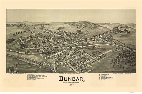 Dunbar Pennsylvania 1900 Birds Eye View Reprint - Etsy