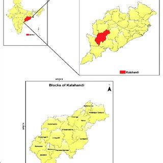 Locational map of blocks of Kalahandi district situated in Odisha ...