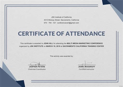 Attendance Certificate Template Free Perfect Employee Word for Perfect ...