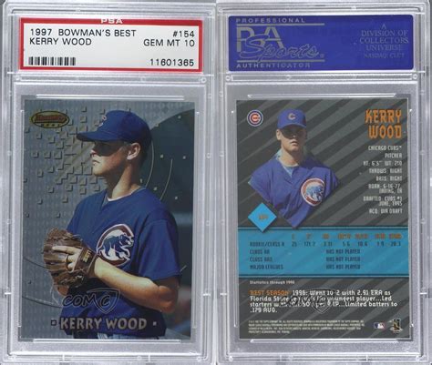 1997 Bowman's Best #154 Kerry Wood PSA 10 Chicago Cubs RC Rookie ...