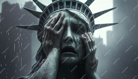 Premium AI Image | Statue of liberty Crying face stock illustration ...