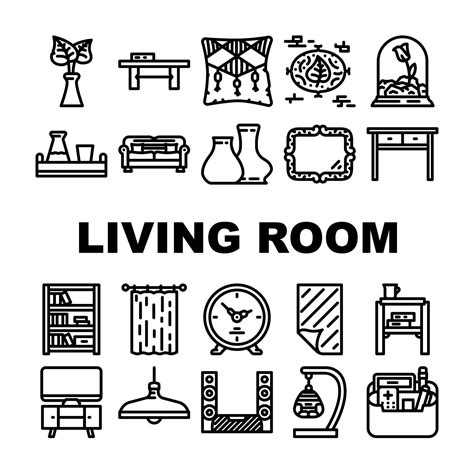 living room interior icons set vector 21754628 Vector Art at Vecteezy