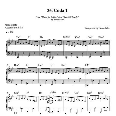 "Coda 1" by Søren Bebe | Piano Sheet Music for Ballet Pointe Class (PDF)