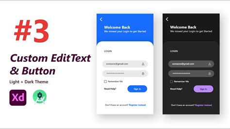 Custom Edit Text and Button - Modern Login Screen UI Design | Part 3 ...