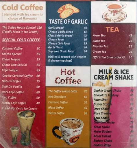 The Coffee House a Jaipur: Foto del Menu con Prezzi - Zomato