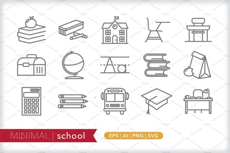 Minimal school icons | Icons ~ Creative Market