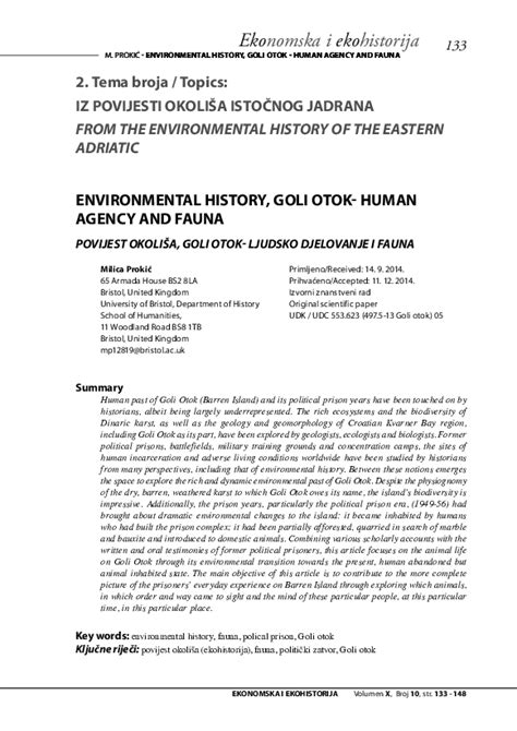 (PDF) Environmental History, Goli otoK- Human Agency and Fauna | Milica ...