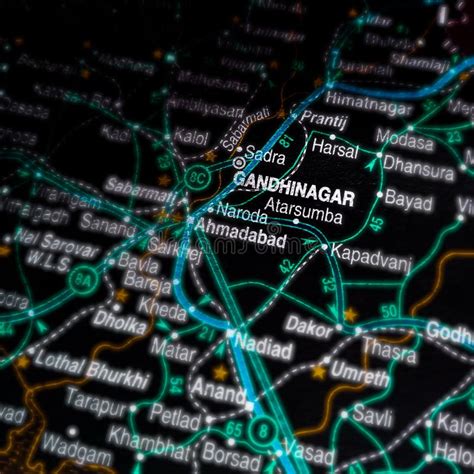 Gandhinagar City Name Displayed on Geographic Map in India Stock Photo ...