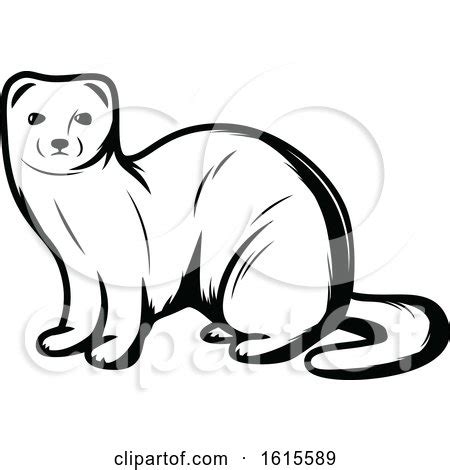 Clipart of a Black and White Weasel - Royalty Free Vector Illustration ...