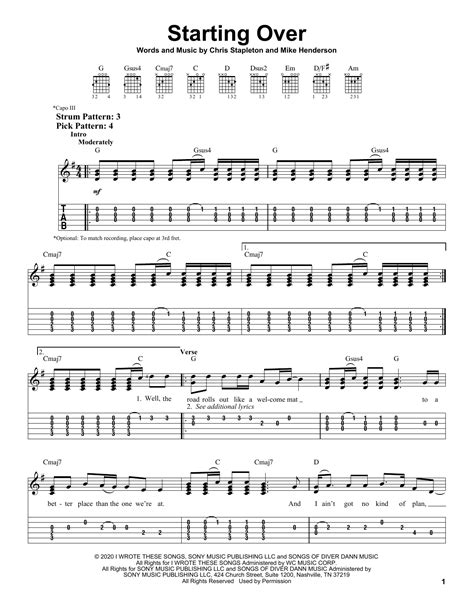 Starting Over by Chris Stapleton - Easy Guitar Tab - Guitar Instructor