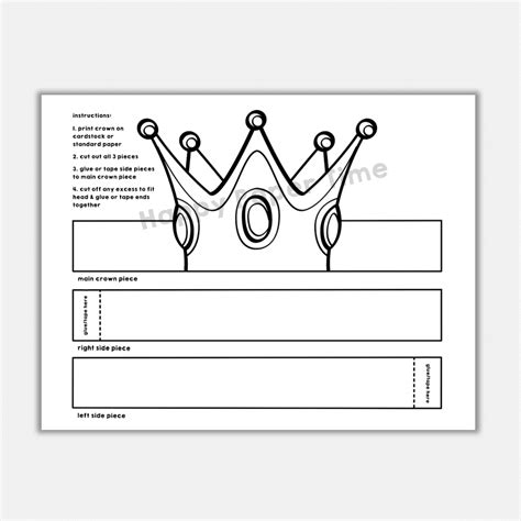 Princess Paper Crown Printable Royal Coloring Craft Activity | Made By ...