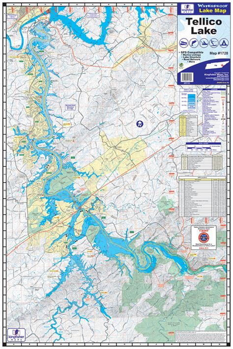 Tellico Lake Waterproof Map #1728 – Kingfisher Maps, Inc.