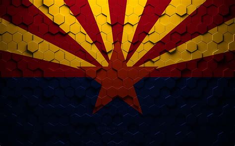 Flag of Arizona, honeycomb art, Arizona hexagons flag, Arizona, 3d ...