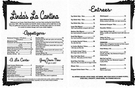 Linda's La Cantina Menu