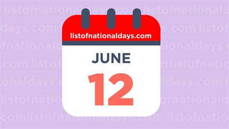 June 12th: National Holidays,Observances and Famous Birthdays