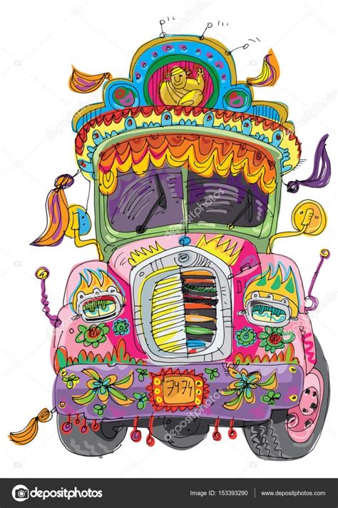 Decorated indian truck — Stock Vector © iralu1 #153393290