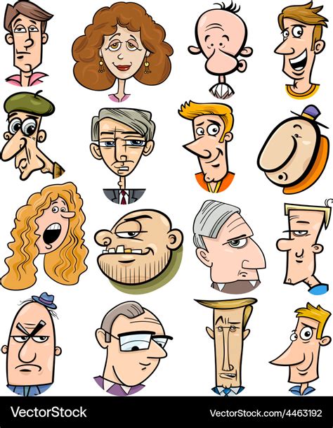 Cartoon people characters faces Royalty Free Vector Image