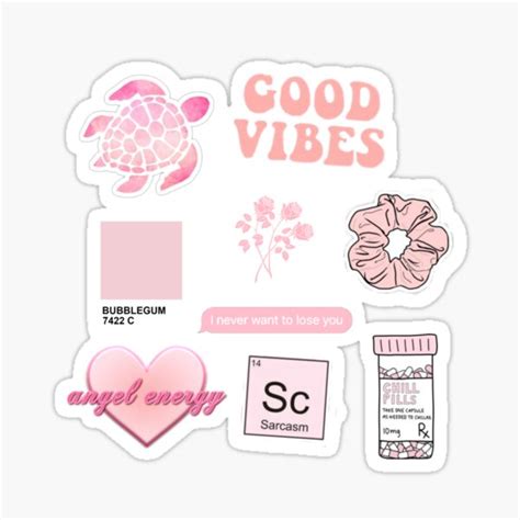 "Pastel Pink Aesthetic Sticker Pack" Sticker for Sale by courtneylouix ...