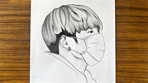 How to draw BTS Jungkook | Jungkook sketch step by step | Easy drawings ...