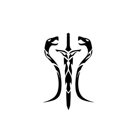 tribal sword tattoo design with two snakes 14713469 Vector Art at Vecteezy