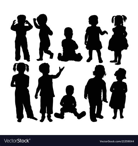 Attractive and happy kids silhouettes Royalty Free Vector