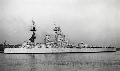 Starboard view of British battleship HMS Nelson (28) in 1947. (reddit ...