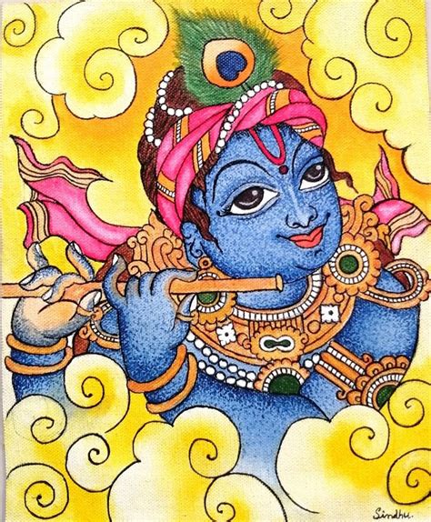 Lord Krishna - Kerala Mural painting (20 x 25 cms) - International ...