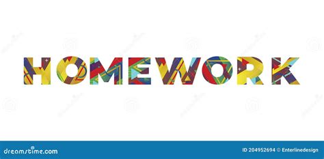 Homework Concept Retro Colorful Word Art Illustration Stock Vector ...