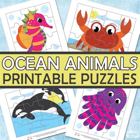 Ocean Animals Printable Puzzles for Kids - Itsy Bitsy Fun