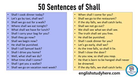 50 Sentences of Shall in English, Modal Verbs Shall Example Sentences ...