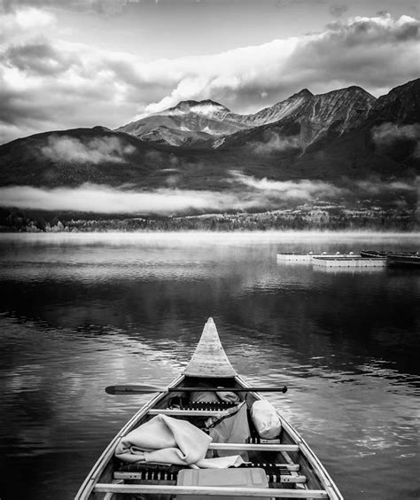 Black And White Lake Canoe Photograph by Dan Sproul