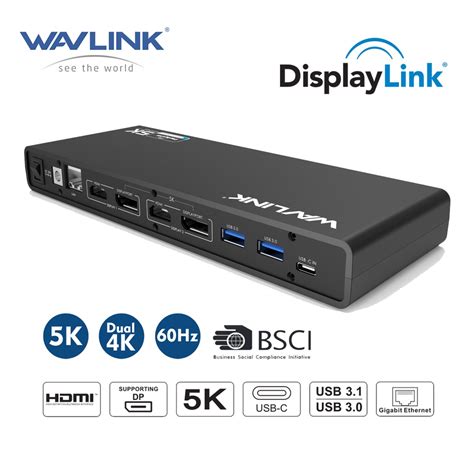 Wavlink Universal Docking DisplayLink Hub 5K dual 4K HDMI Display Port ...