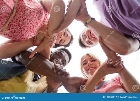 Group of Happy Friends Holding Hands Stock Image - Image of multiethnic ...