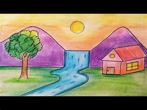 [NEW!] Easy Landscape Drawing For Kids And Beginners | Learn House And ...