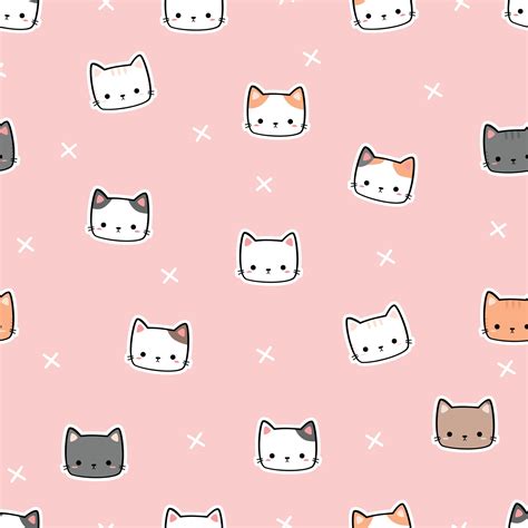 Cute cat cartoon doodle seamless pattern background wallpaper 3423841 ...