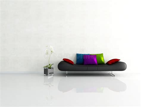 Minimalist White Interior with Fashion Couch Stock Illustration ...