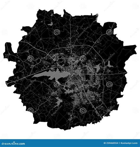 Bhopal Map. Detailed Black Map of Bhopal City Poster with Roads ...