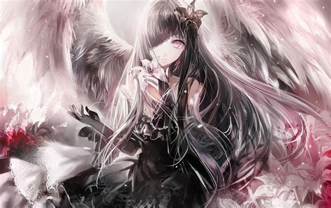 Enchanting Angel: HD Wallpaper of an Anime Beauty with Black Hair