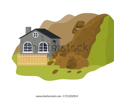 Cartoon Color Home Building Landslide Danger Stock Vector (Royalty Free ...