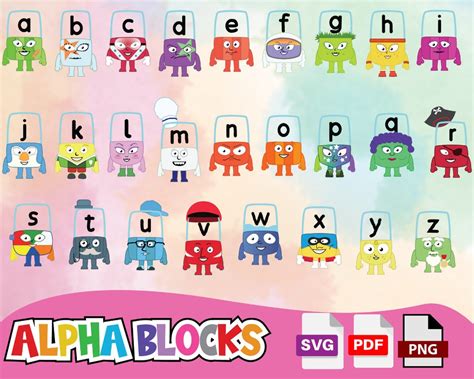 Alpha Blocks SVG Bundle Alpha Blocks Vector Set SVG PDF Png Cartoon Svg ...