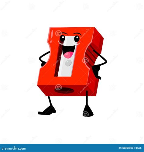 Cartoon Cheerful Pencil Sharpener Funny Character Stock Illustration ...