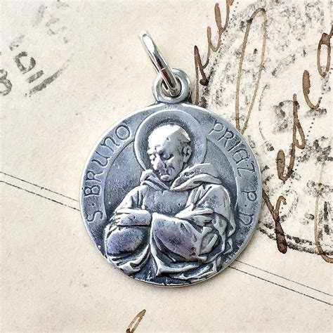 St Bruno Medal - Protection From Evil - Sterling Silver Antique Replica ...