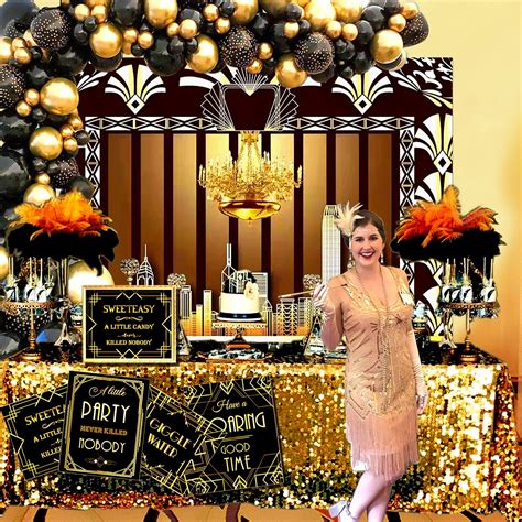 Buy Roaring 20s Party Decorations,Photography Backdrop, Black Gold ...